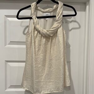 LOFT Gold Ruched Sleeveless Tank Top